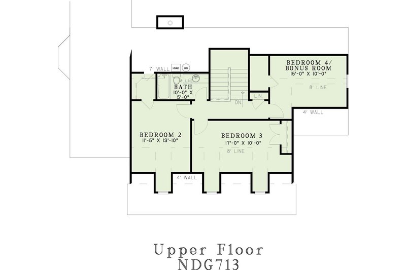 Home Plan - Floor Plan - Upper Floor for Southern House Plan #17-2176 - 3 bed, 2.5 bath