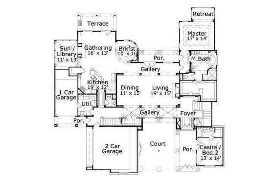 Floor Plan - Main Floor for European House Plan #411-359 - 4 bed, 4.5 bath