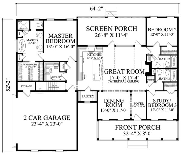 Cottage Floor Plan - Main Floor Plan #137-383