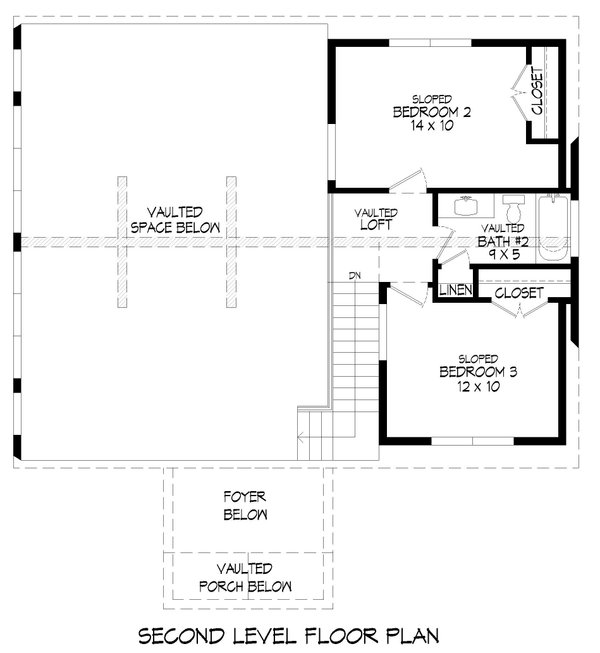 Southern Floor Plan - Upper Floor Plan #932-902