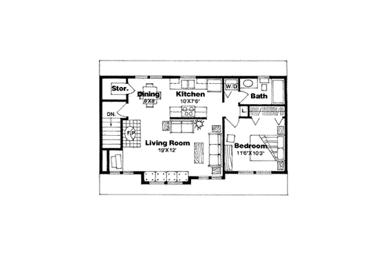 Floor Plan - Upper Floor for Traditional House Plan #116-130 - 1 bed, 1 bath
