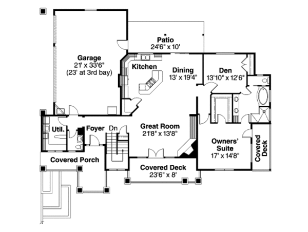House Plan Design - Craftsman Floor Plan - Main Floor Plan #124-687