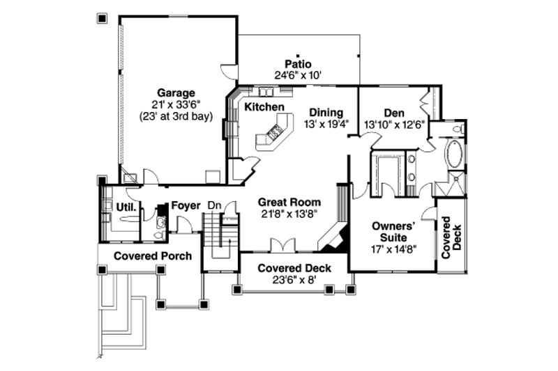 Home Plan - Floor Plan - Main Floor for Craftsman House Plan #124-687 - 3 bed, 2.5 bath