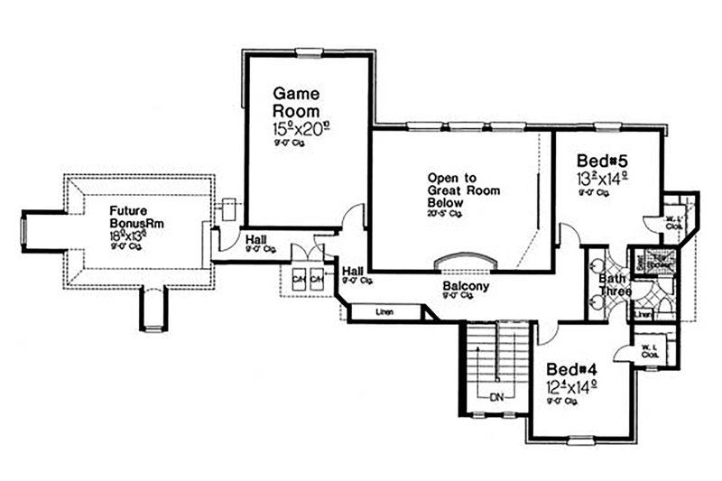 House Blueprint - Floor Plan - Upper Floor for Country House Plan #310-1318 - 5 bed, 3.5 bath
