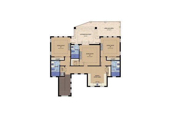 Floor Plan - Upper Floor for Mediterranean House Plan #548-15 - 4 bed, 5 bath