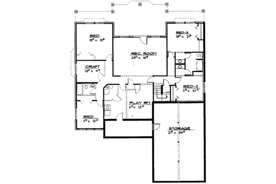 Floor Plan - Lower Floor for Traditional House Plan #308-122 - 7 bed, 3.5 bath