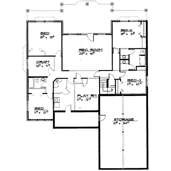 Traditional Floor Plan - Lower Floor Plan #308-122