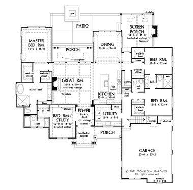 Floor Plan - Main Floor for Cottage House Plan #929-1132 - 4 bed, 3.5 bath
