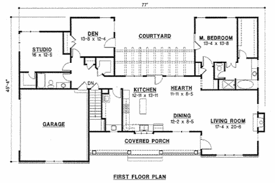 Floor Plan - Main Floor for Ranch House Plan #67-756 - 3 bed, 2 bath