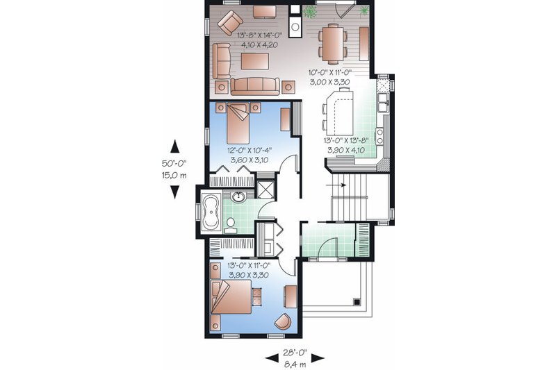 Dream House Plan - Floor Plan - Main Floor for Country House Plan #23-780 - 2 bed, 1 bath