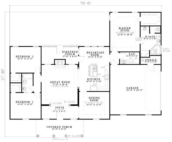 Home Plan - Southern Floor Plan - Main Floor Plan #17-536
