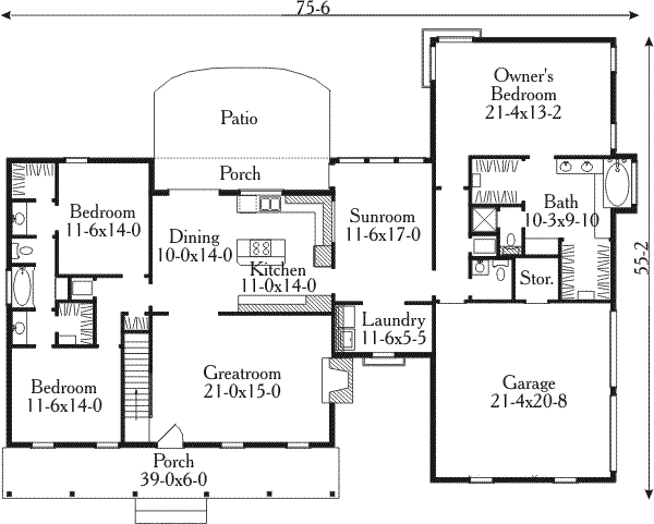 Architectural House Design - Country Floor Plan - Main Floor Plan #406-151