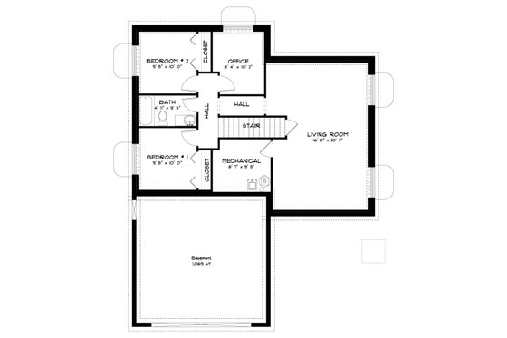 Floor Plan - Lower Floor for Ranch House Plan #1060-423 - 2 bed, 2 bath
