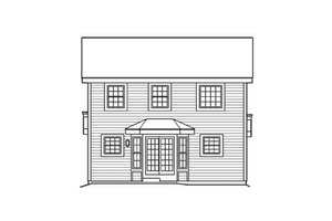 Exterior - Rear Elevation for Traditional House Plan #57-353 - 2 bed, 2.5 bath