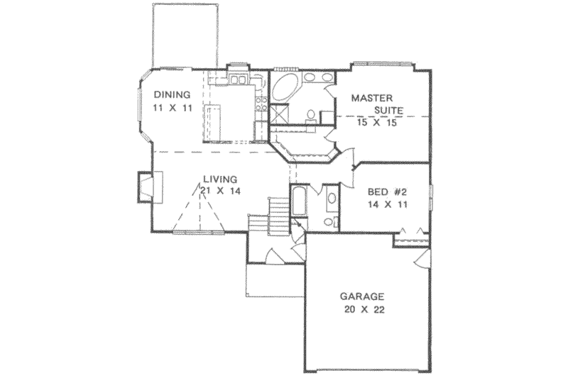 House Blueprint - Floor Plan - Main Floor for European House Plan #58-119 - 3 bed, 2 bath