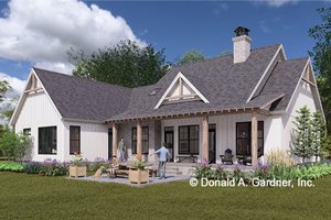 Exterior - Rear Elevation for Farmhouse House Plan #929-1200 - 3 bed, 2 bath