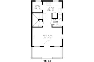 Floor Plan - Main Floor for Cottage House Plan #915-5 - 2 bed, 1.5 bath