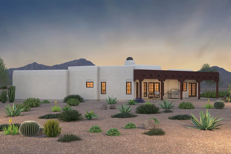 Architectural House Design - Exterior - Rear Elevation 3 for Adobe / Southwestern House Plan #72-127 - 3 bed, 2.5 bath