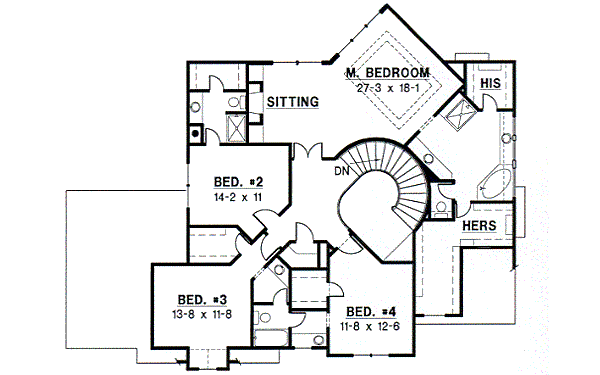 European Floor Plan - Upper Floor Plan #67-568