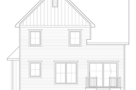 Exterior - Rear Elevation for European House Plan #23-281 - 3 bed, 1.5 bath