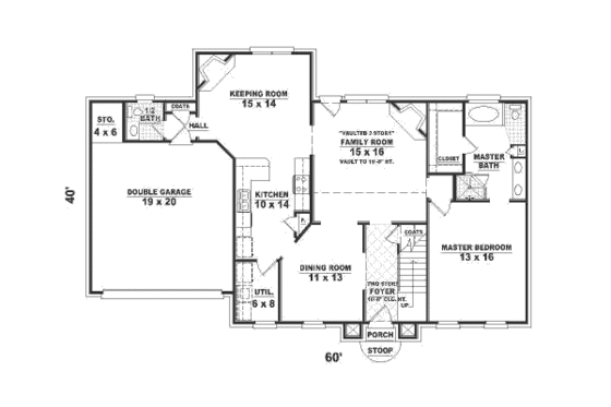 Floor Plan - Main Floor for Colonial House Plan #81-484 - 4 bed, 3.5 bath