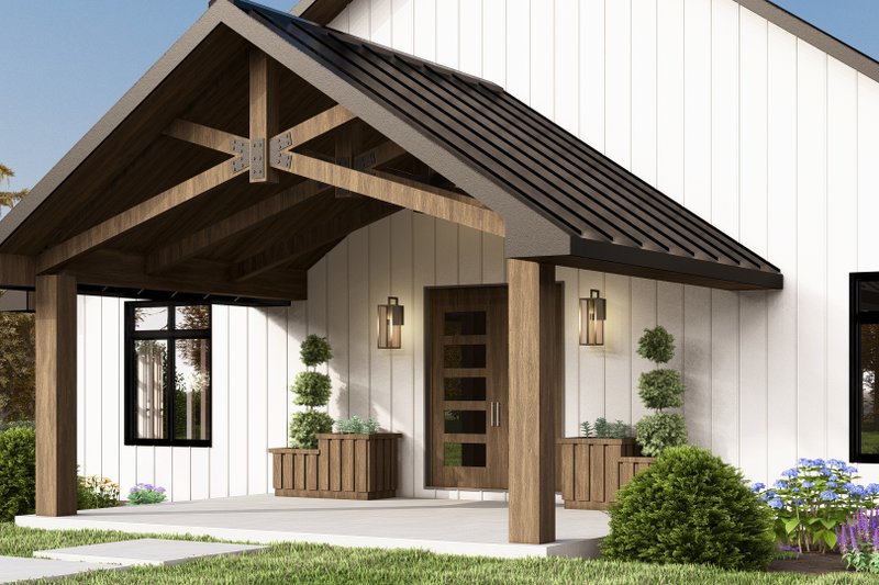 House Plan Design - Exterior - Covered Porch for Barndominium House Plan #1064-311 - 2 bed, 2 bath