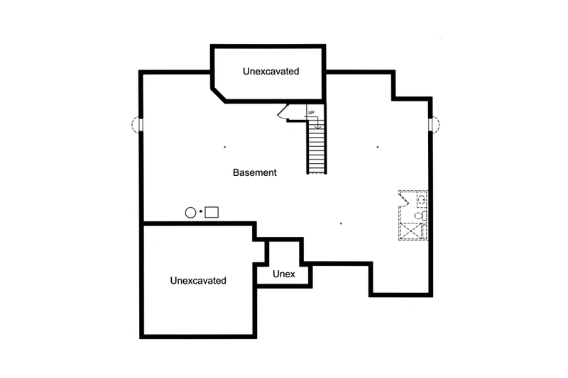 Architectural House Design - Floor Plan - Lower Floor for Traditional House Plan #46-484 - 3 bed, 2 bath
