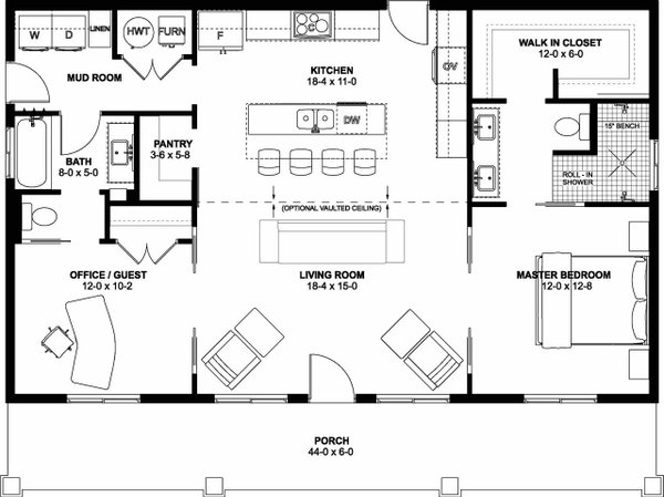 House Blueprint - Farmhouse Floor Plan - Main Floor Plan #126-297