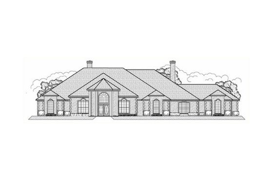 Exterior - Front Elevation for European House Plan #65-431 - 4 bed, 5.5 bath