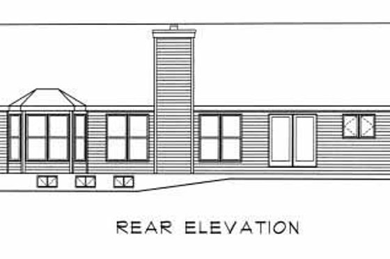 Exterior - Rear Elevation for Ranch House Plan #22-102 - 3 bed, 2 bath