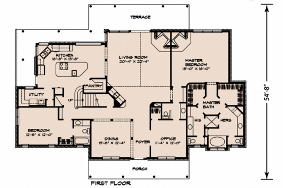 Floor Plan - Main Floor for Country House Plan #140-150 - 4 bed, 3.5 bath