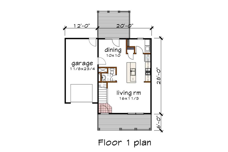 Home Plan - Floor Plan - Main Floor for Farmhouse House Plan #79-123 - 3 bed, 1.5 bath