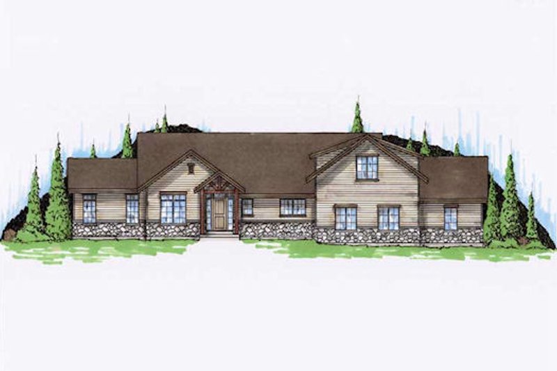 Architectural House Design - Ranch Exterior - Front Elevation Plan #5-387