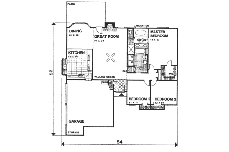 Dream House Plan - Floor Plan - Main Floor for Modern House Plan #30-145 - 3 bed, 2 bath