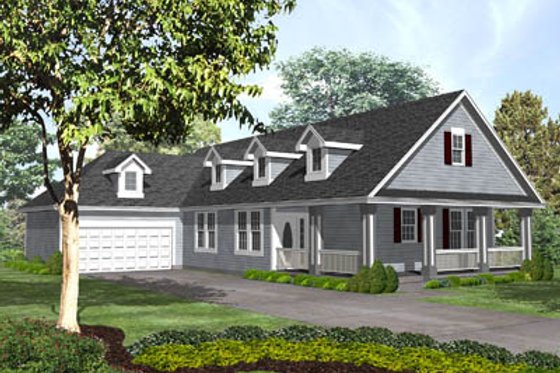 Exterior - Front Elevation for Traditional House Plan #50-131 - 2 bed, 2.5 bath