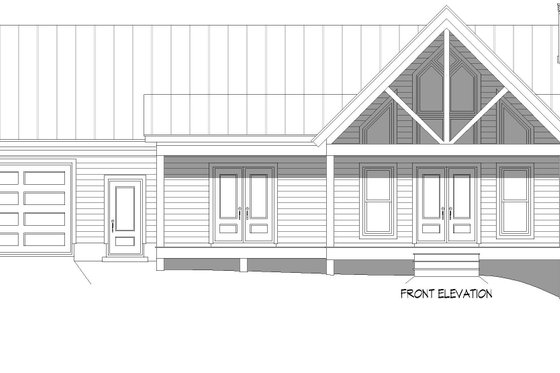 Exterior - Front Elevation 3 for Cabin House Plan #932-1023 - 2 bed, 2 bath