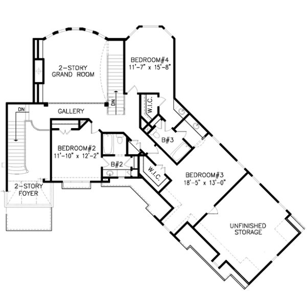 Traditional Floor Plan - Upper Floor Plan #54-526