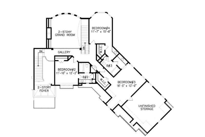 House Blueprint - Floor Plan - Upper Floor for Traditional House Plan #54-526 - 4 bed, 3.5 bath