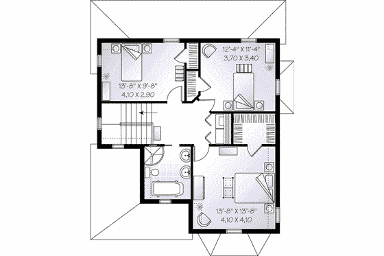 Floor Plan - Upper Floor for Country House Plan #23-551 - 3 bed, 1.5 bath