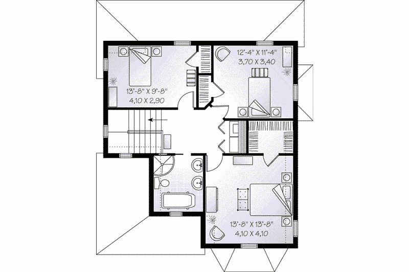 Home Plan - Floor Plan - Upper Floor for Country House Plan #23-551 - 3 bed, 1.5 bath