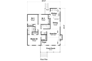 Floor Plan - Main Floor for Farmhouse House Plan #312-717 - 3 bed, 2 bath