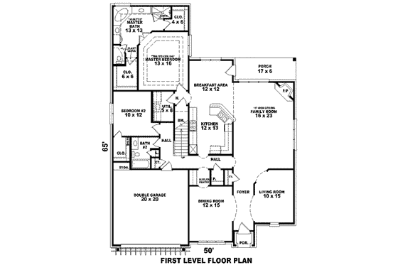 Floor Plan - Main Floor for European House Plan #81-1114 - 4 bed, 3 bath