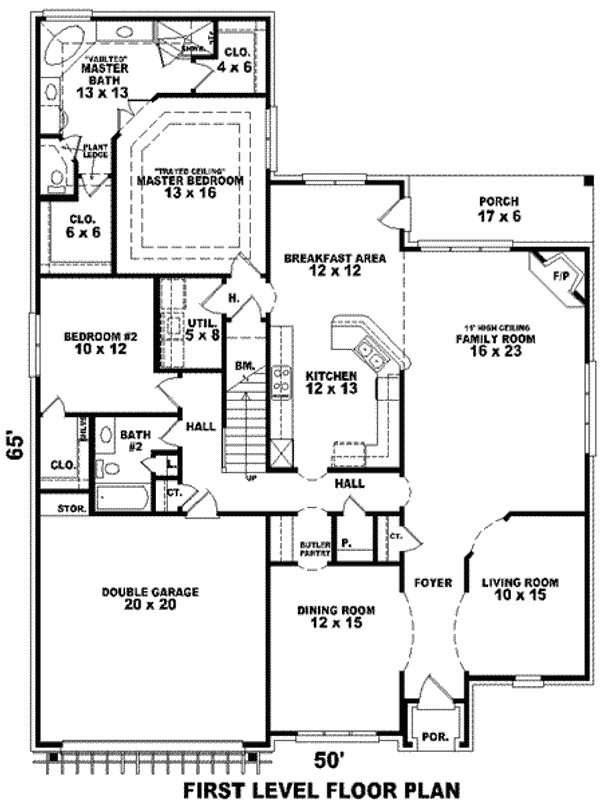 Floor Plan - Main Floor for European House Plan #81-1114 - 4 bed, 3 bath
