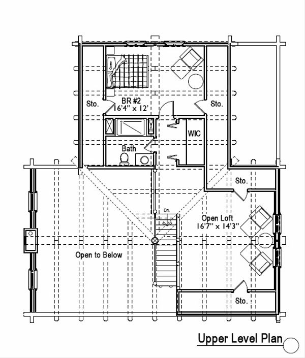 Log Floor Plan - Upper Floor Plan #451-5