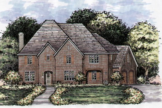 Exterior - Front Elevation for European House Plan #141-349 - 4 bed, 3.5 bath