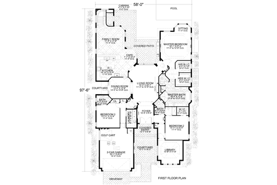 Floor Plan - Main Floor for Mediterranean House Plan #420-150 - 3 bed, 5 bath