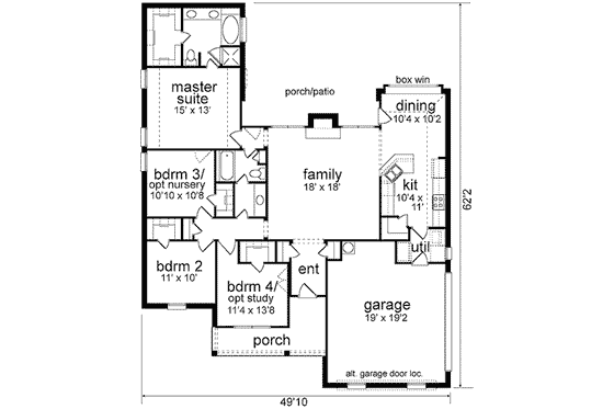 Floor Plan - Main Floor for Traditional House Plan #84-225 - 4 bed, 2 bath