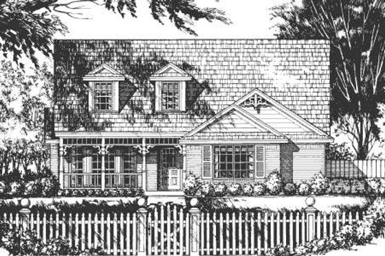 Exterior - Front Elevation for Country House Plan #40-423 - 4 bed, 2.5 bath