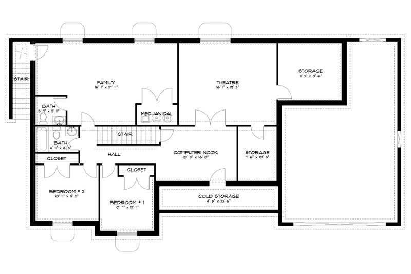 Architectural House Design - Floor Plan - Lower Floor for Traditional House Plan #1060-63 - 3 bed, 2.5 bath