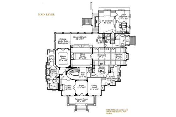 Floor Plan - Main Floor for Classical House Plan #429-47 - 5 bed, 5 bath